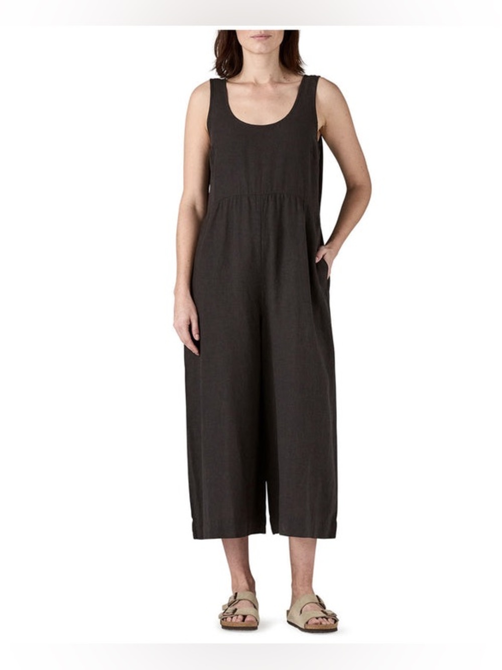 Patagonia Garden Island Black Jumpsuit. Cropped Tropical Hemp wide leg XS